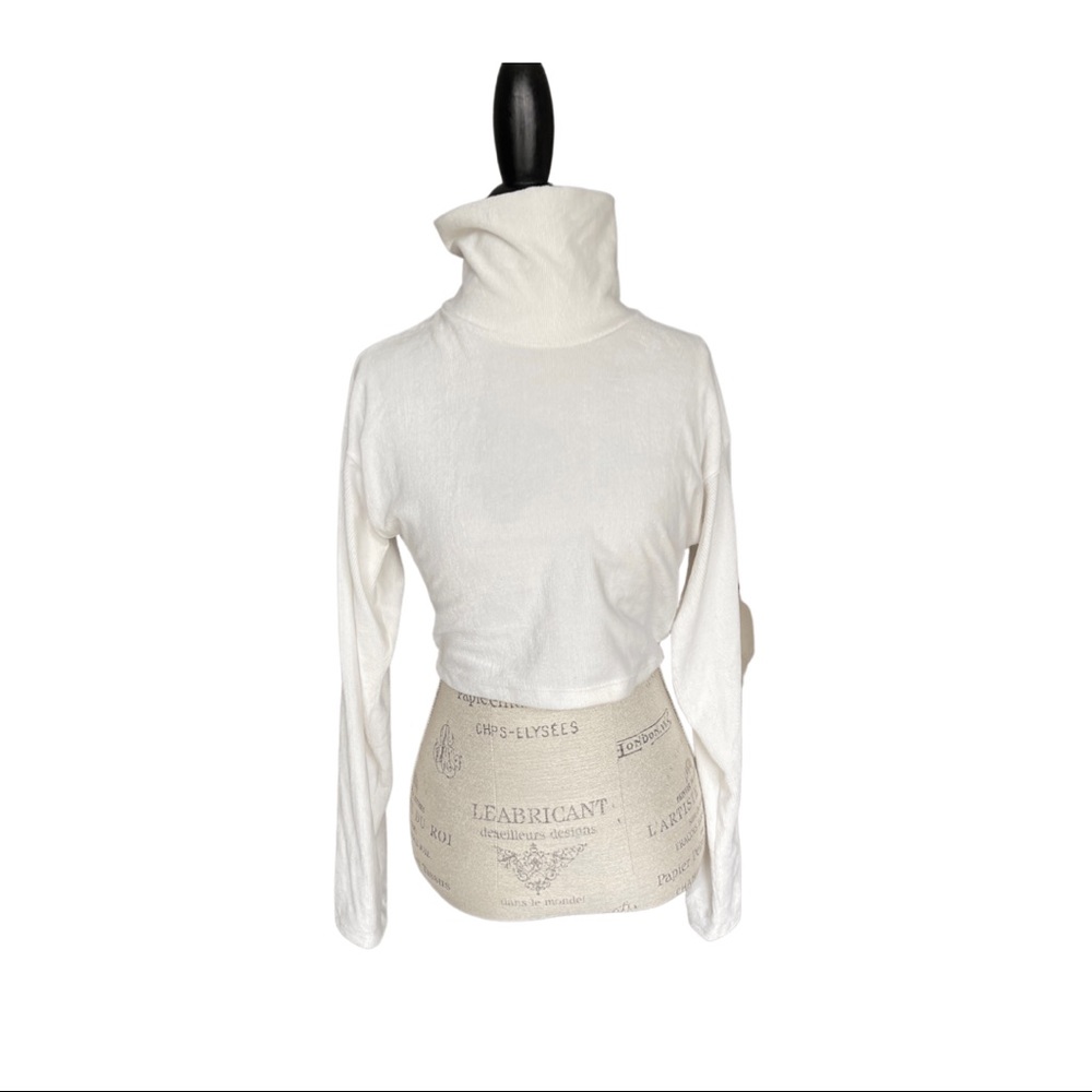 White AKIRA Turtleneck Crop Top